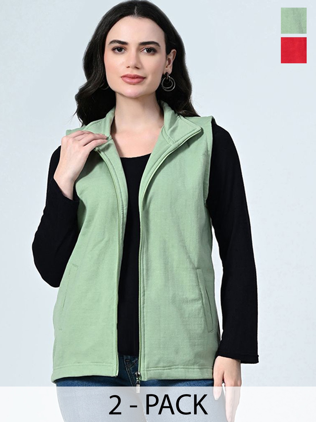 

BAESD Women Pack Of 2 Lightweight Open Front Jacket, Green