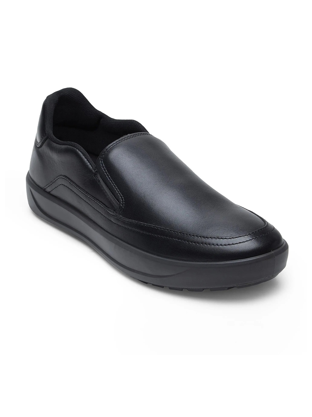 

ERGON Men Leather Slip-On Sneakers, Black