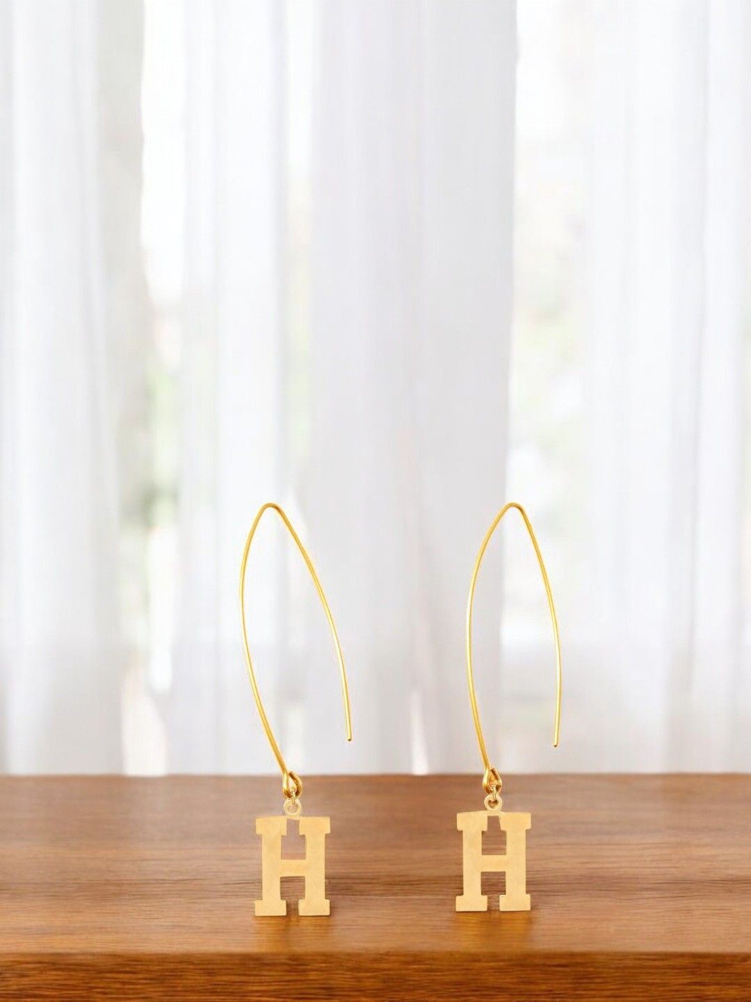 

Goldnera Gold-Plated Contemporary Alphabet Drop Earrings