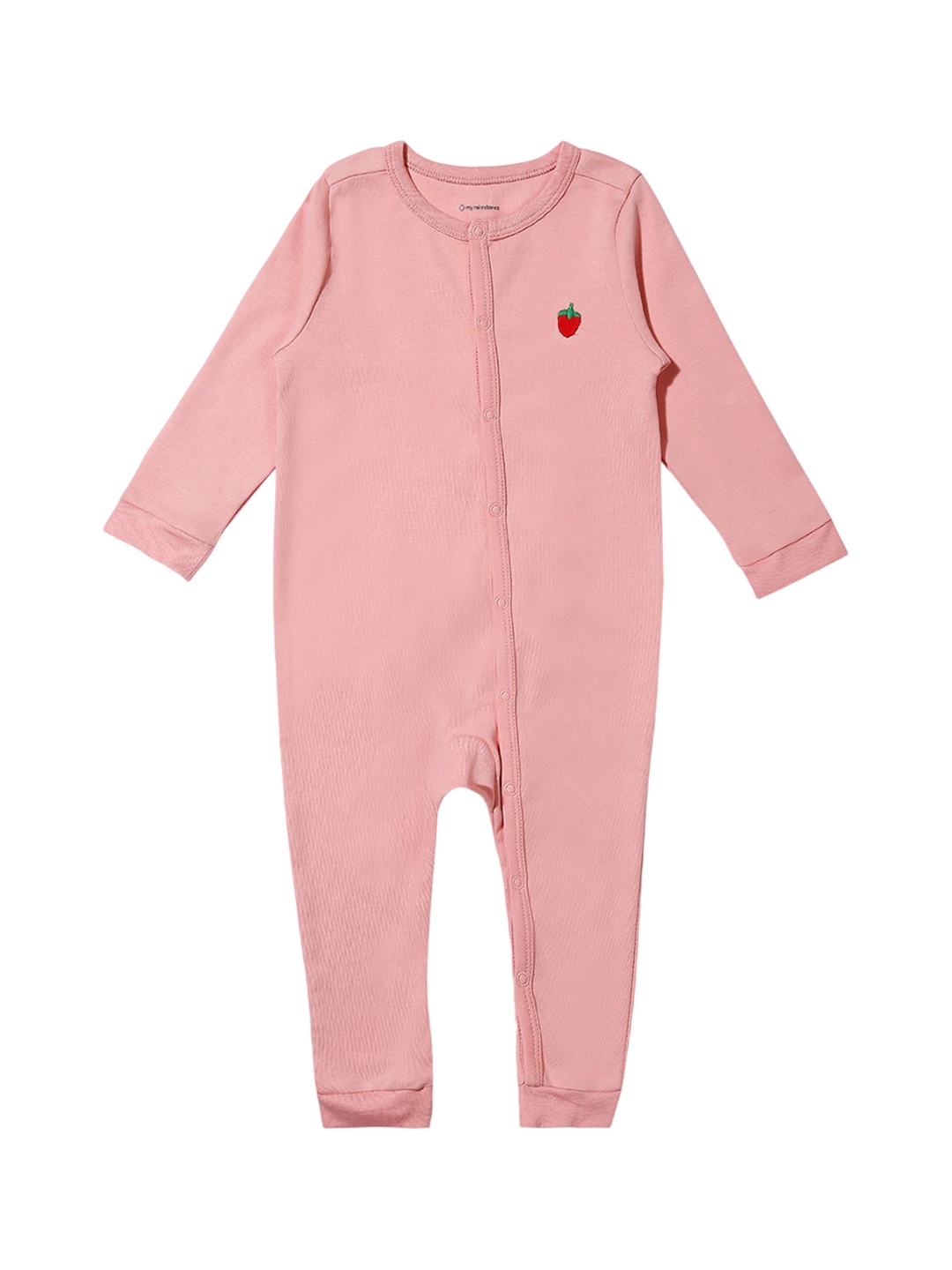 

My Milestones Infant Boys Solid Cotton Romper, Peach