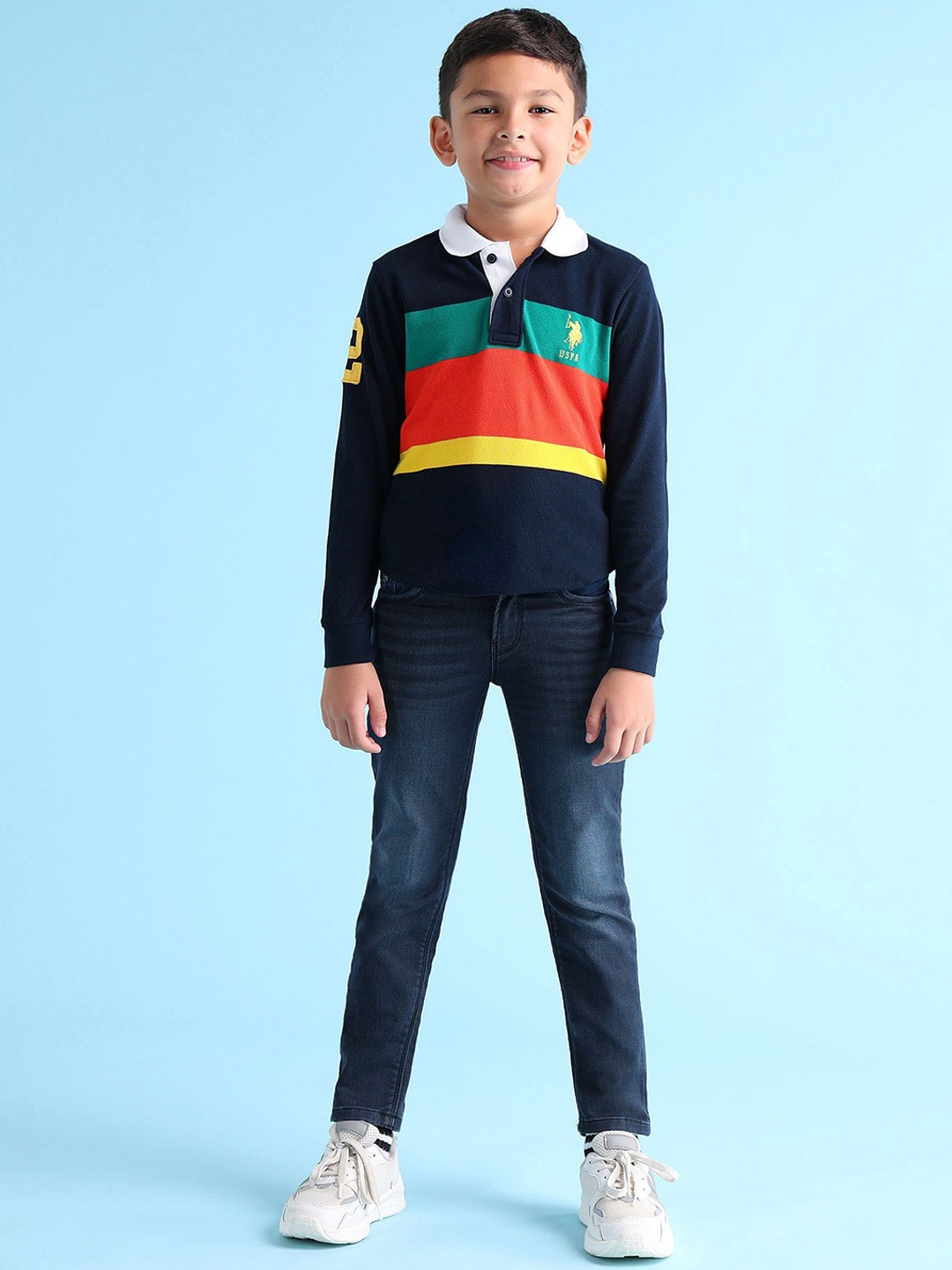 

U.S. Polo Assn. Kids Boys Slim Fit Light Fade Jeans, Blue