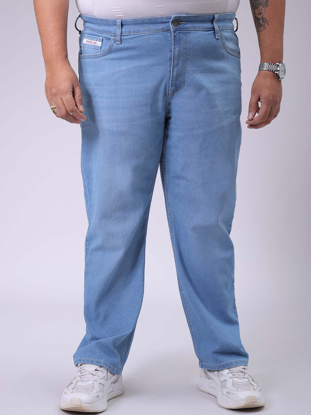 

Hardsoda by The Indian Garage Co Plus Size Men Straight Fit Stretchable Jeans, Blue