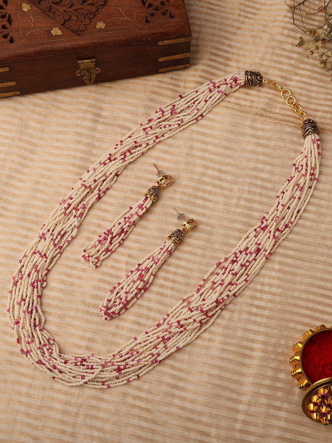 

VENI 18KT Gold-Plated Pearls Beaded Layered Jewellery Set