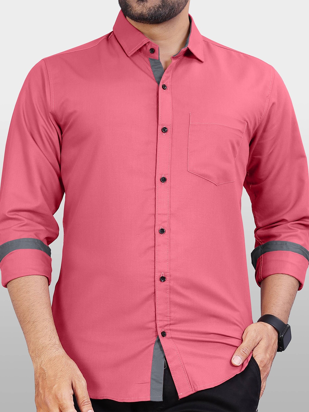 

Metronaut Men Slim Fit Opaque Casual Shirt, Pink