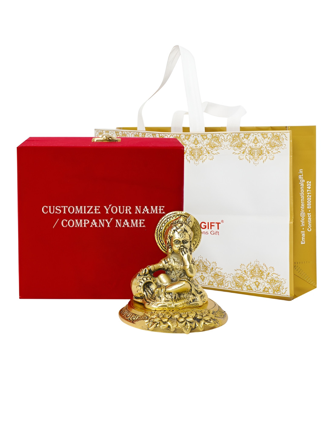 

INTERNATIONAL GIFT Gold-Toned Laddu Gopal Idol with Tag & Velvet Box