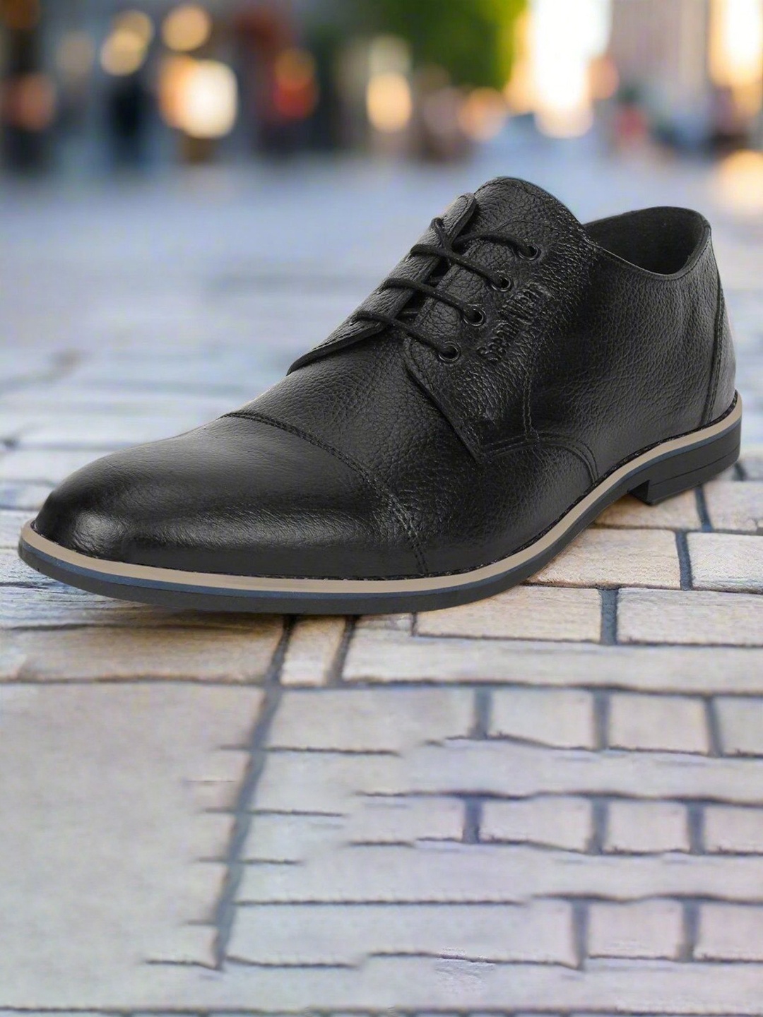 

SeeandWear Men Leather Derbys Formal Shoes, Black