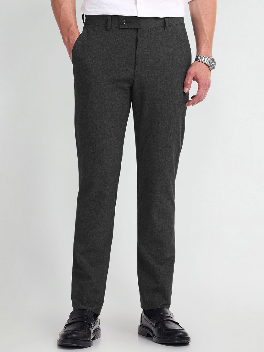 

Arrow Men Regular Fit Formal Trousers, Grey