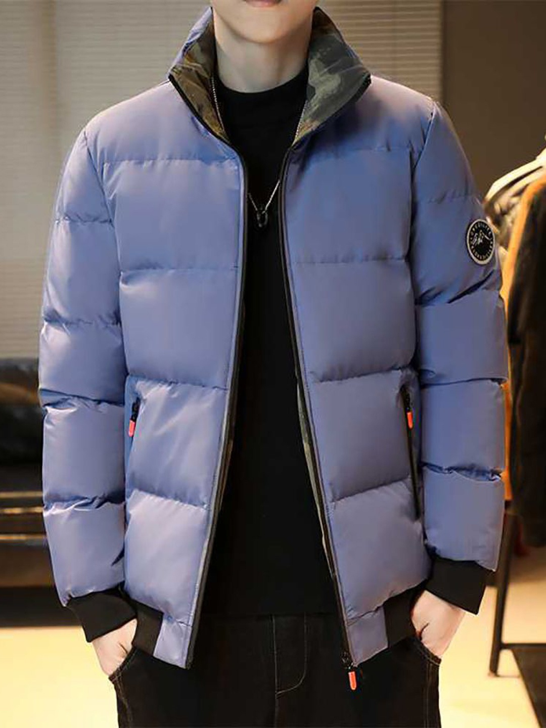 

StyleCast x Revolte Men Mock Collar Puffer Jacket, Blue