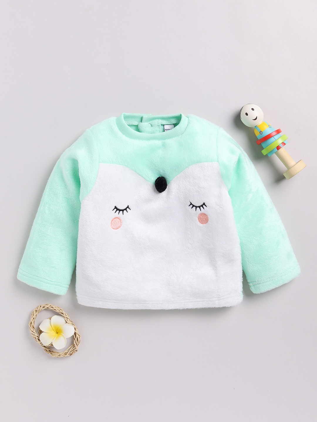

Moms Love Infant Girls Embroidered Pure Cotton Sweatshirt, Green