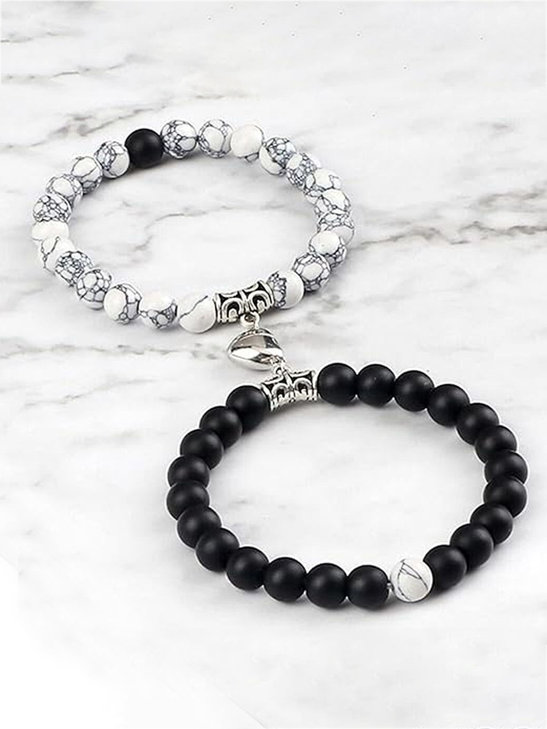 

Lila Unisex Set Of 2 Wooden Beaded Elasticated Bracelets, Black