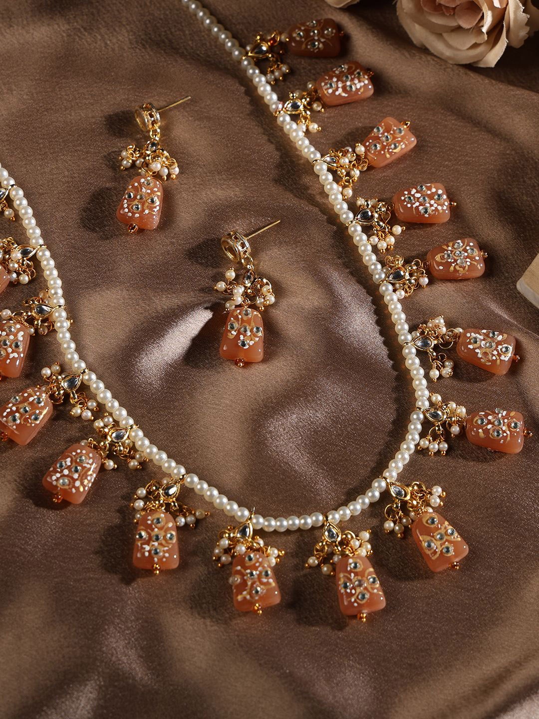 

VENI 18KT Gold-Plated Kundan-Studded & Pearl Beaded Long Jewellery Set