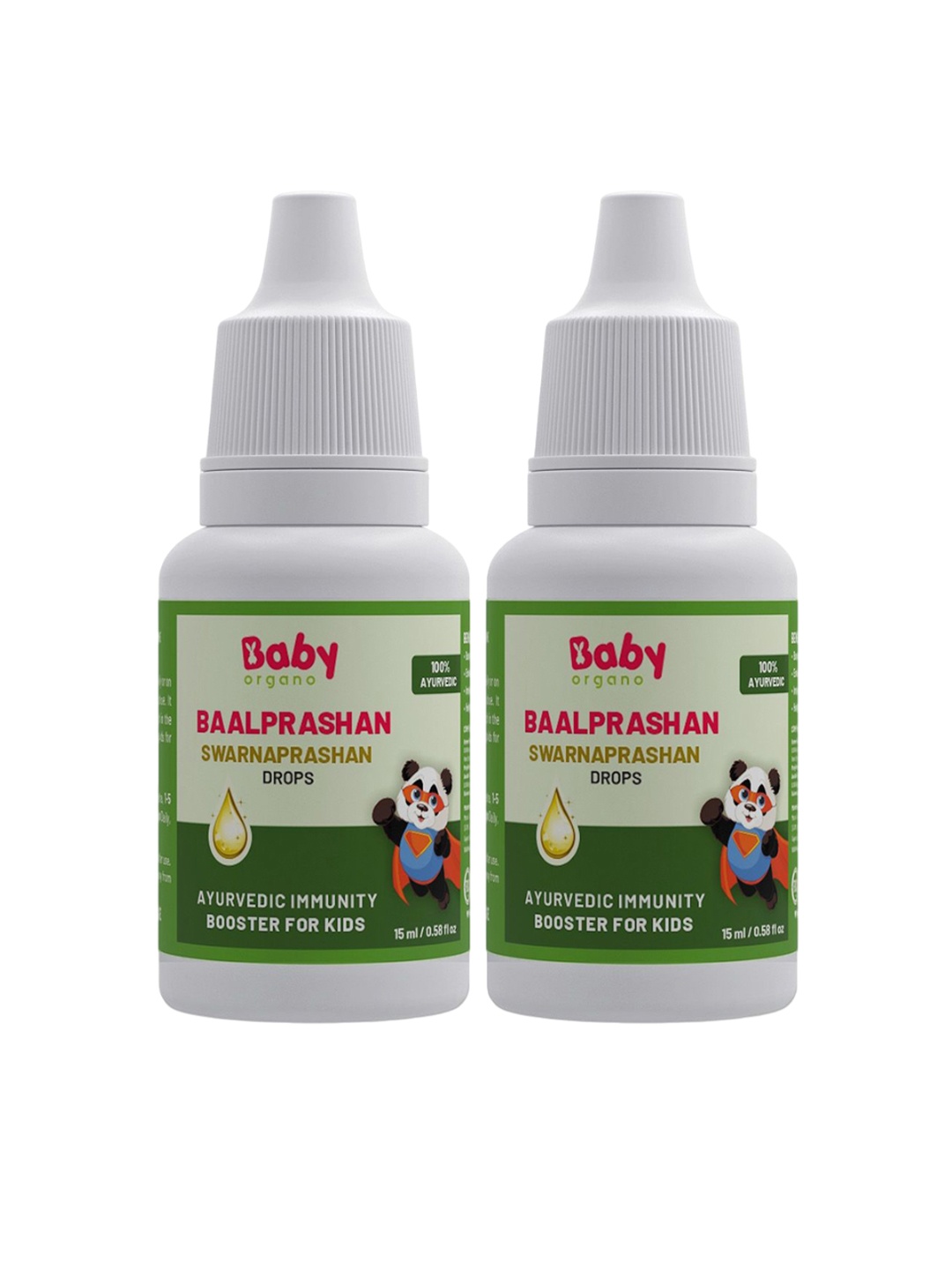 

BABYORGANO Set Of 2 Baal Prashan Swarnaprashan Ayurvedic Immunity Booster 15ml Each, Green