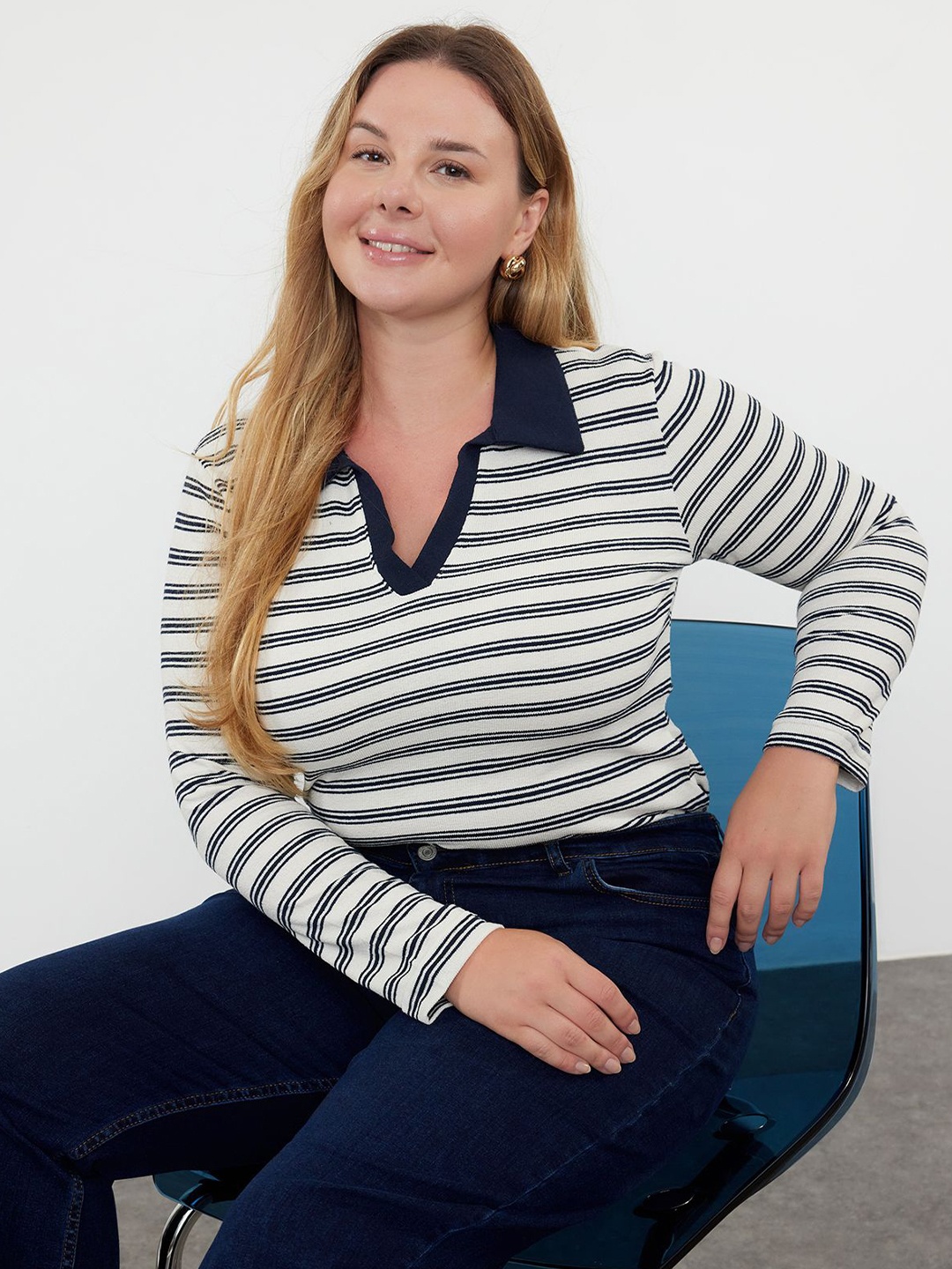 

Trendyol Striped Cotton Top, Na