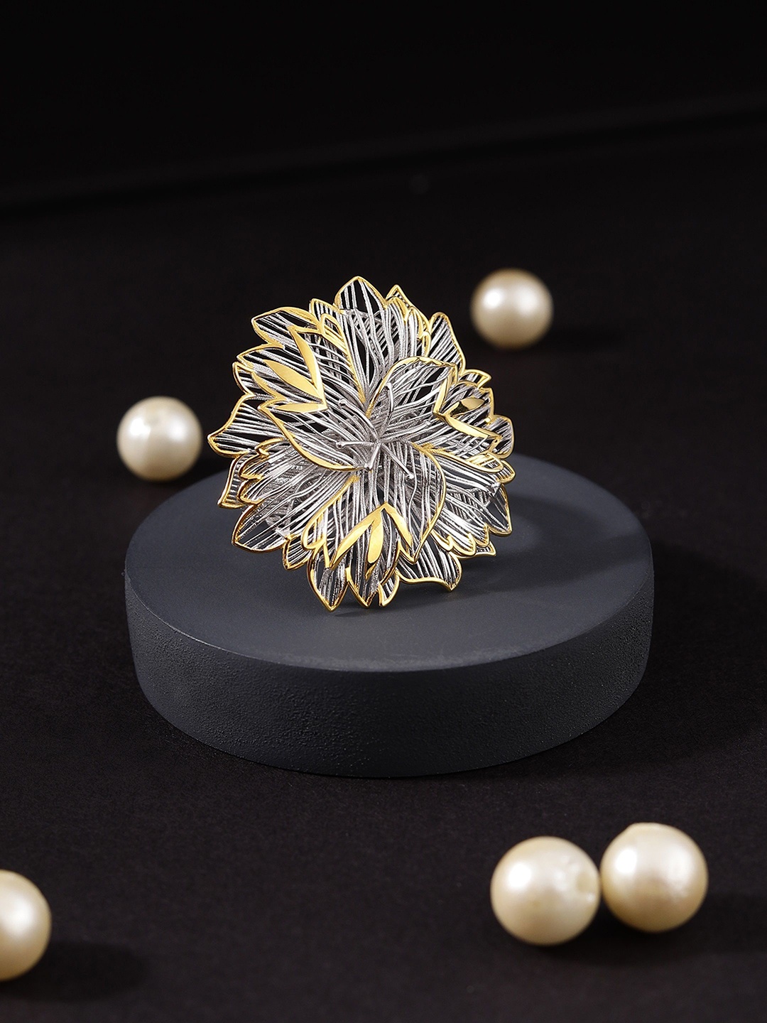 

DIAVO 925 Sterling silver Gold-Plated Finger Ring