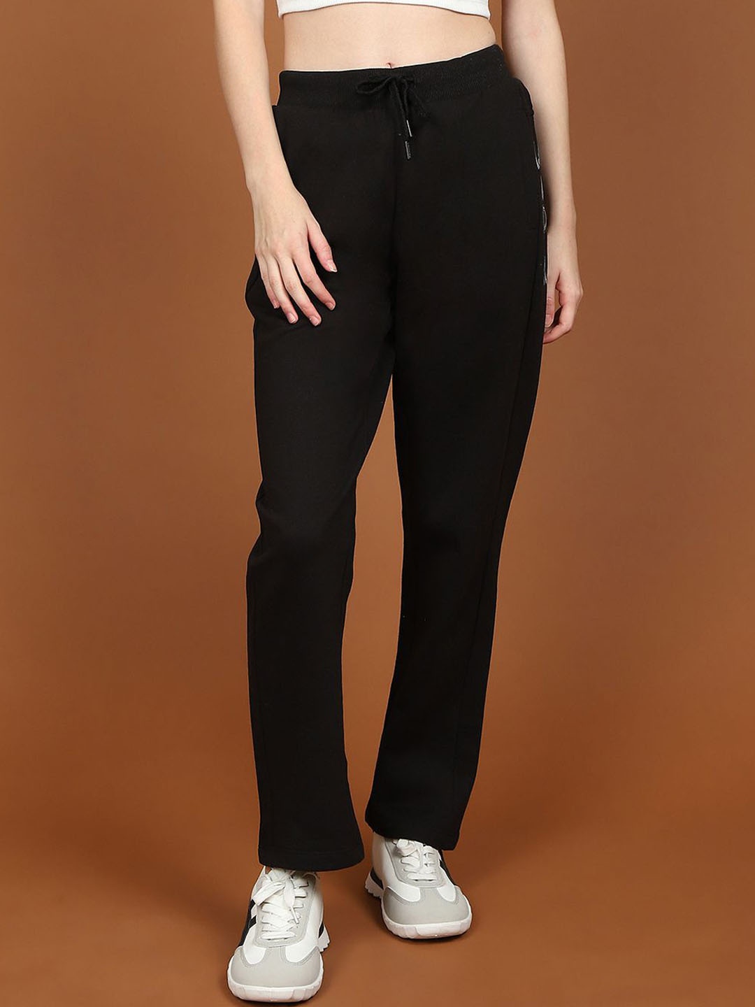 

MADAME M SECRET Women Mid-Rise Regular Fit Track Pants, Black