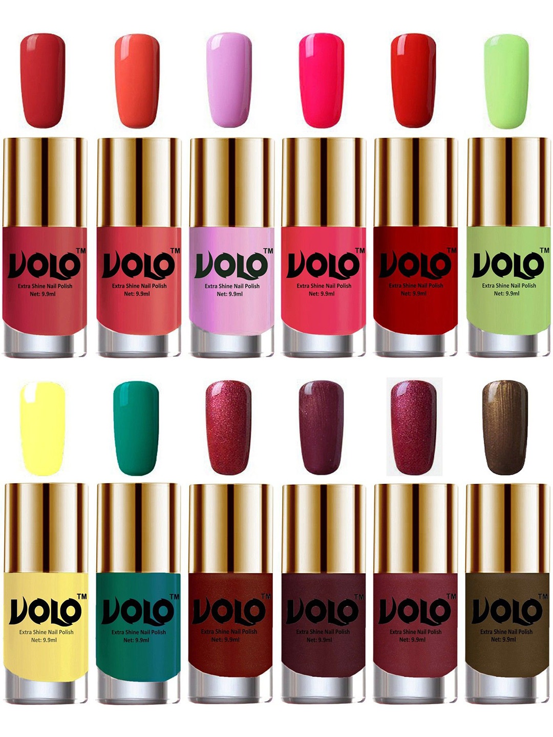 

VOLO Set Of 12 Extra Shine Nail Polish-9.9ml Each- Combo-No-265, Red