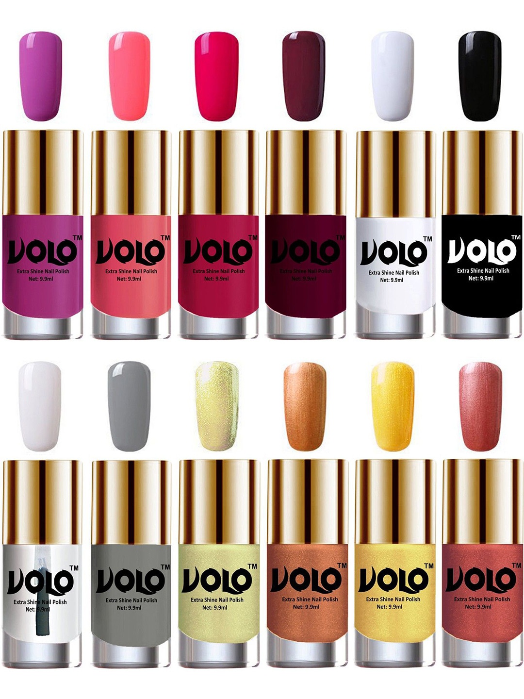 

VOLO Set Of 12 Luxury Super Shine Nail Polish- 9.9ml Each- Combo- No- 82, White