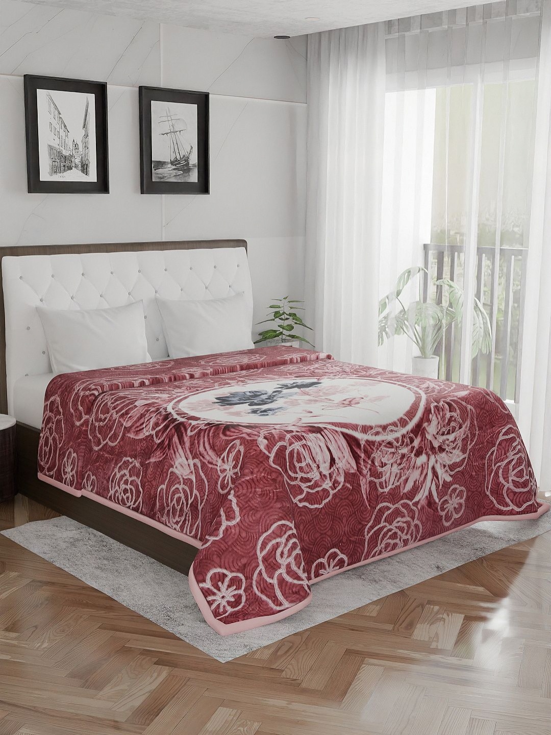 

Nivasam Maroon & White Floral 800 GSM Mink Heavy Winter Double Bed Blanket