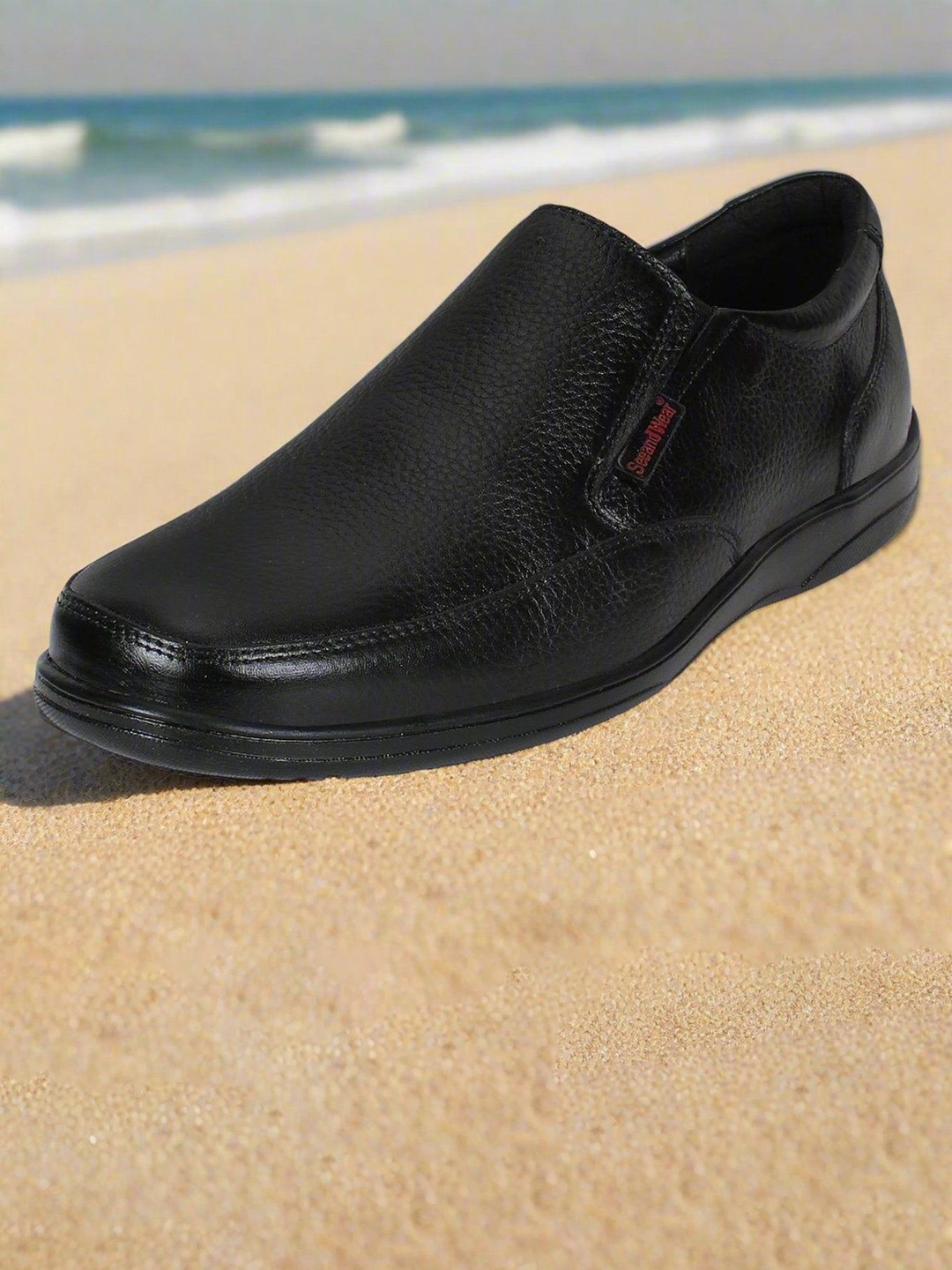 

SeeandWear Men Leather Formal Slip-Ons, Black