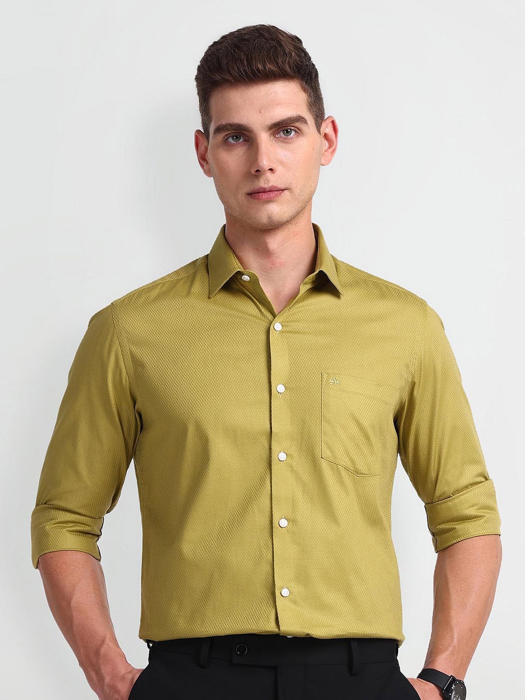 

Arrow Men Slim Fit Opaque Formal Shirt, Green