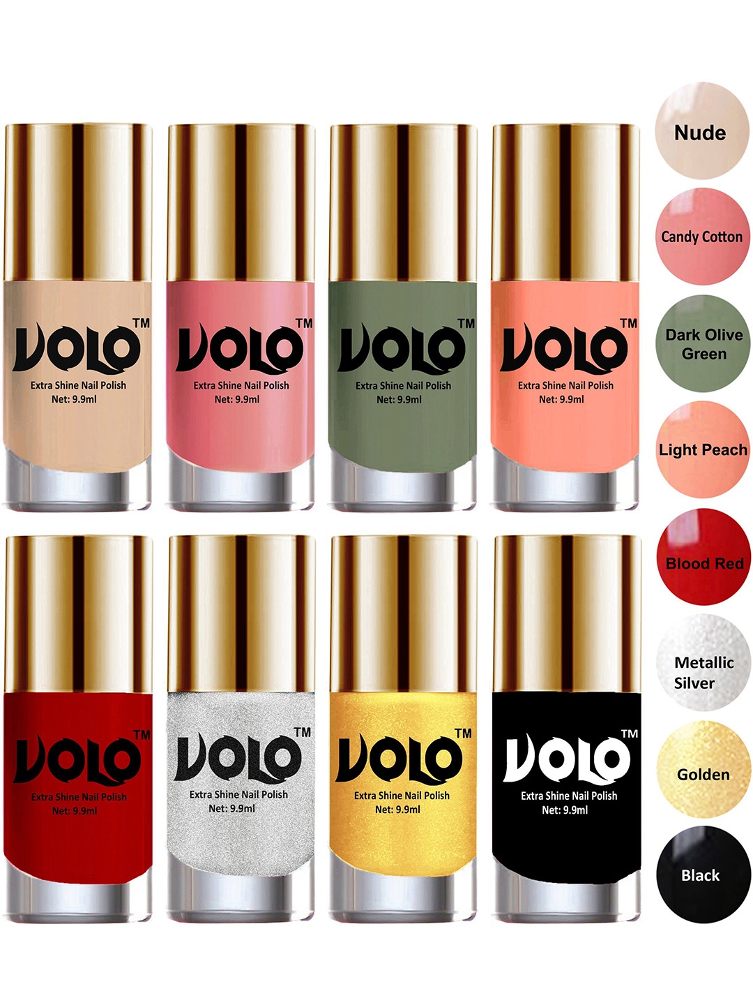 

VOLO Set Of 8 New Look Extra Lasting Nail Polish- 9.9ml Each, Red