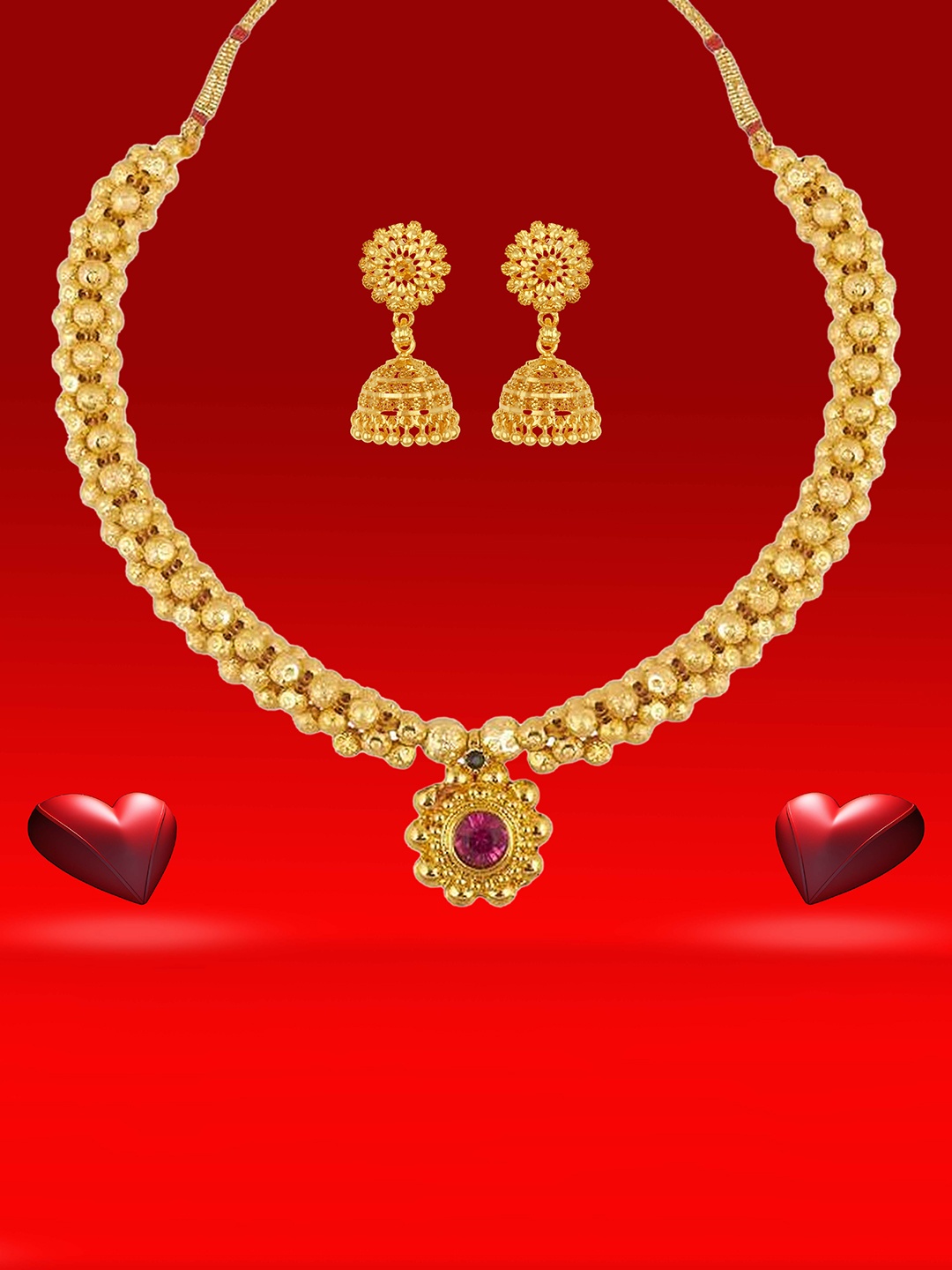 

Heer Collection Gold-Plated Stone Studded Jewelry Set