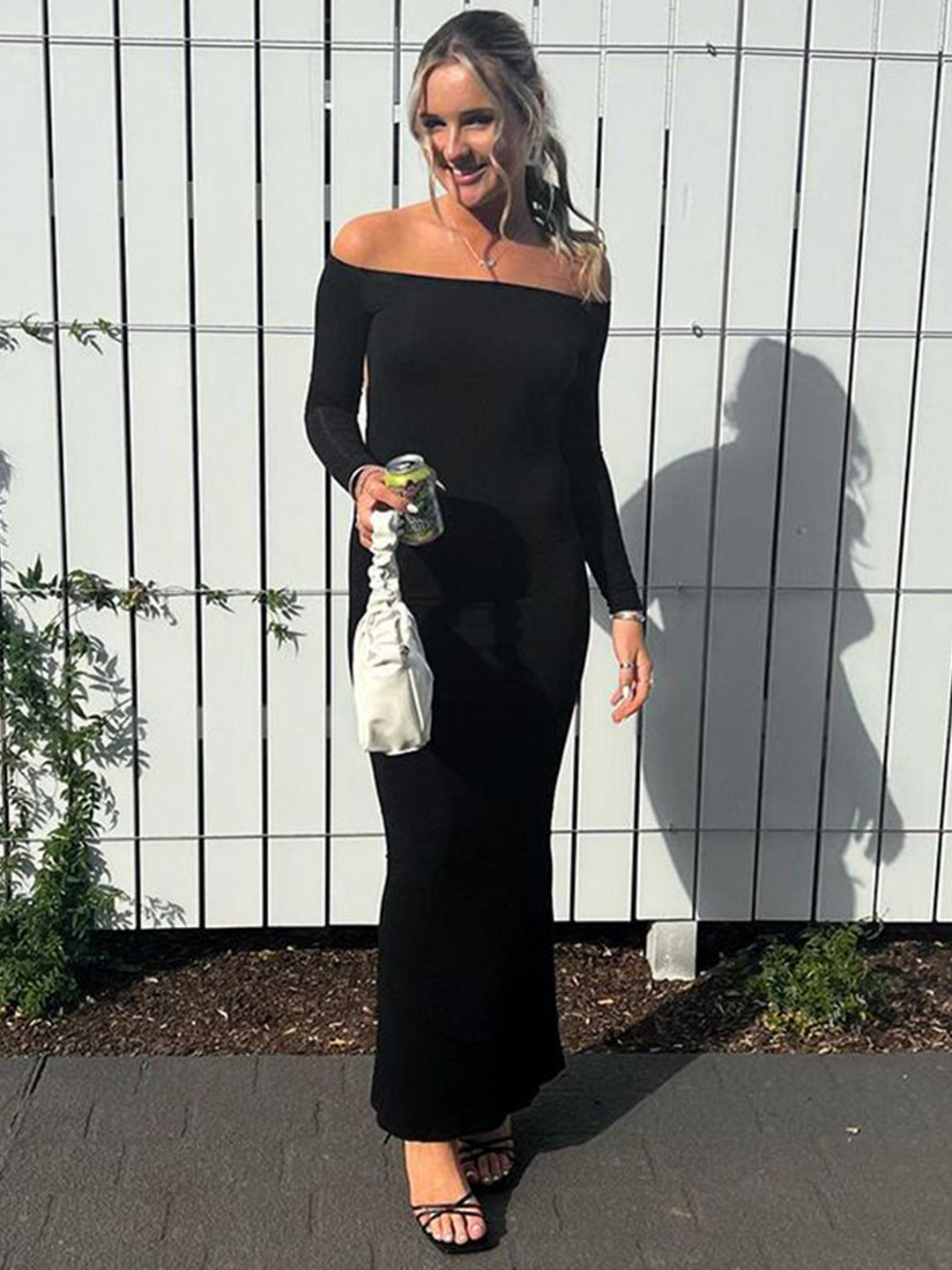 

HERE&NOW Off-Shoulder Bodycon Dress, Black