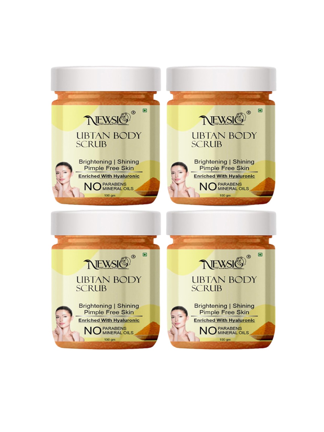 

Newsio Set Of 4 Ubtan Scrub - 100g Each, Yellow