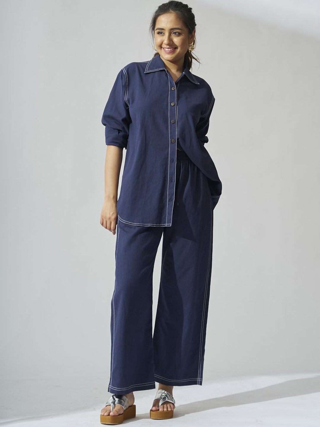 

Risate Long Sleeves Shirt With Trousers, Navy blue