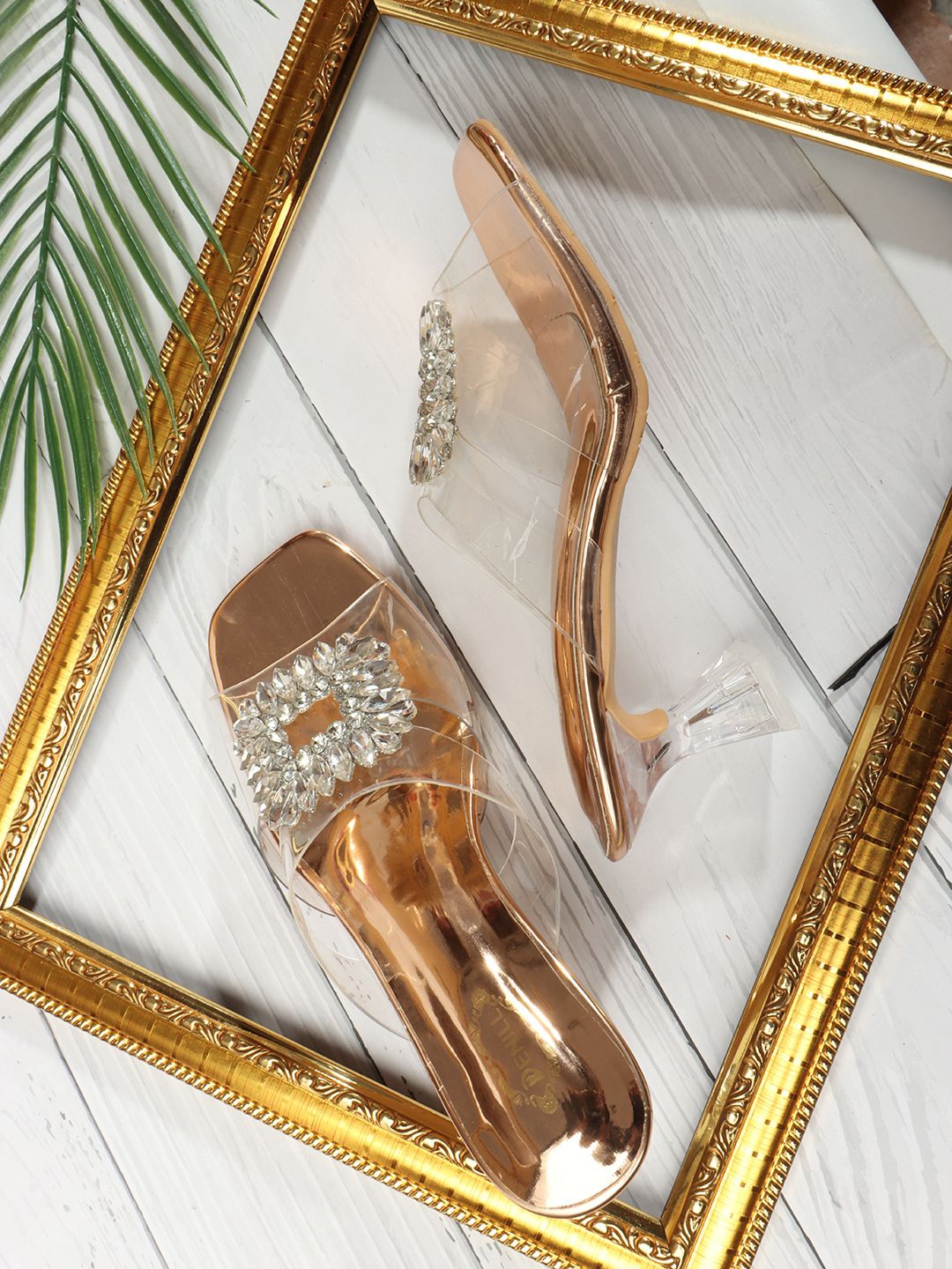 

Denill Embellished Kitten Heel Sandals, Transparent