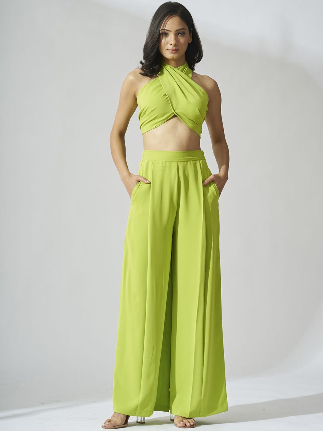 

Risate Halter Neck Top With Trousers, Green