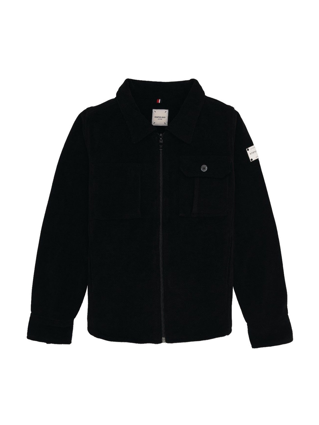 

Status Quo Boys Spread Collar Open Front Jacket, Black