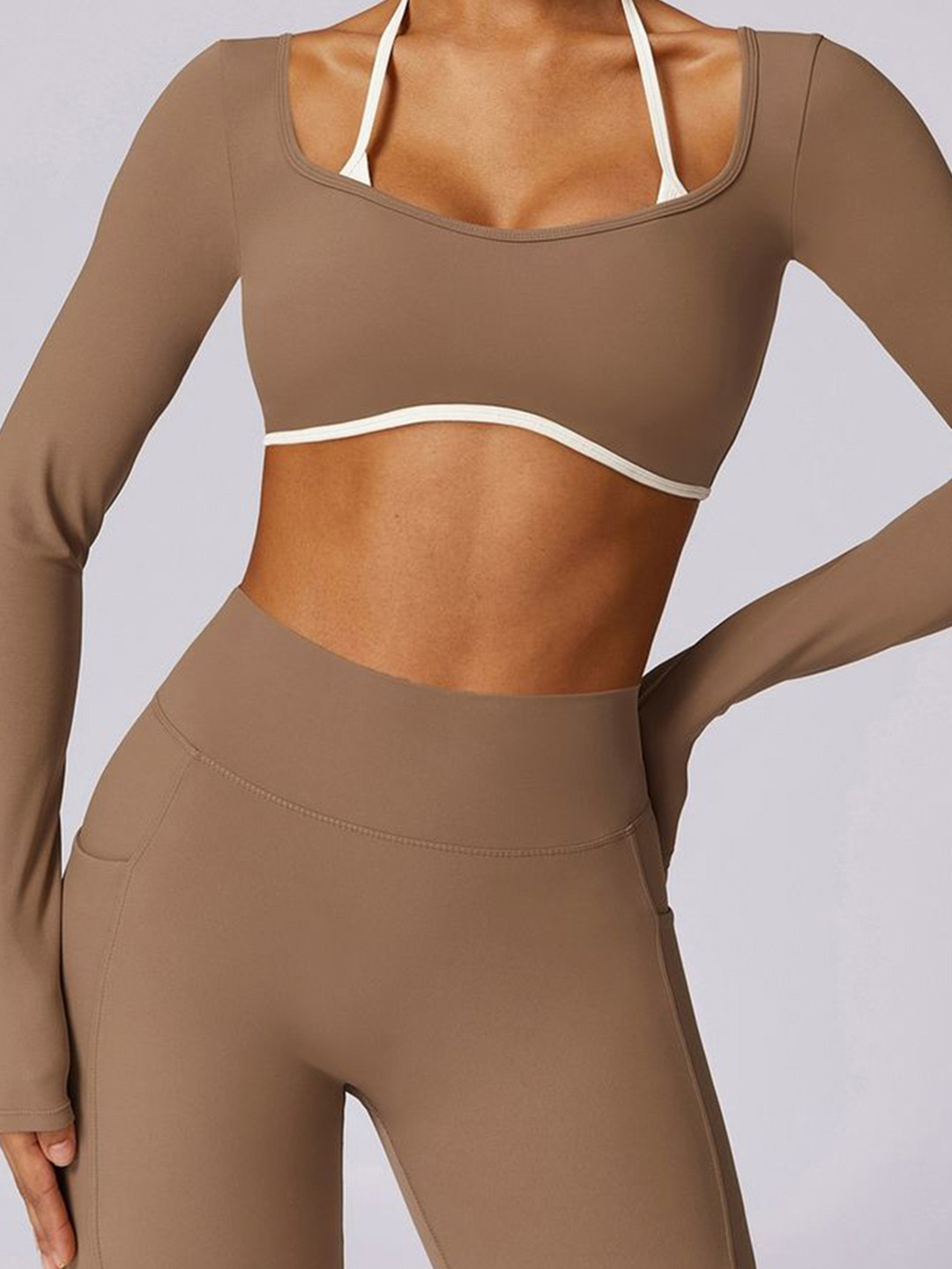 

LULU & SKY Women Solid Shoulder Straps Nylon Top, Brown
