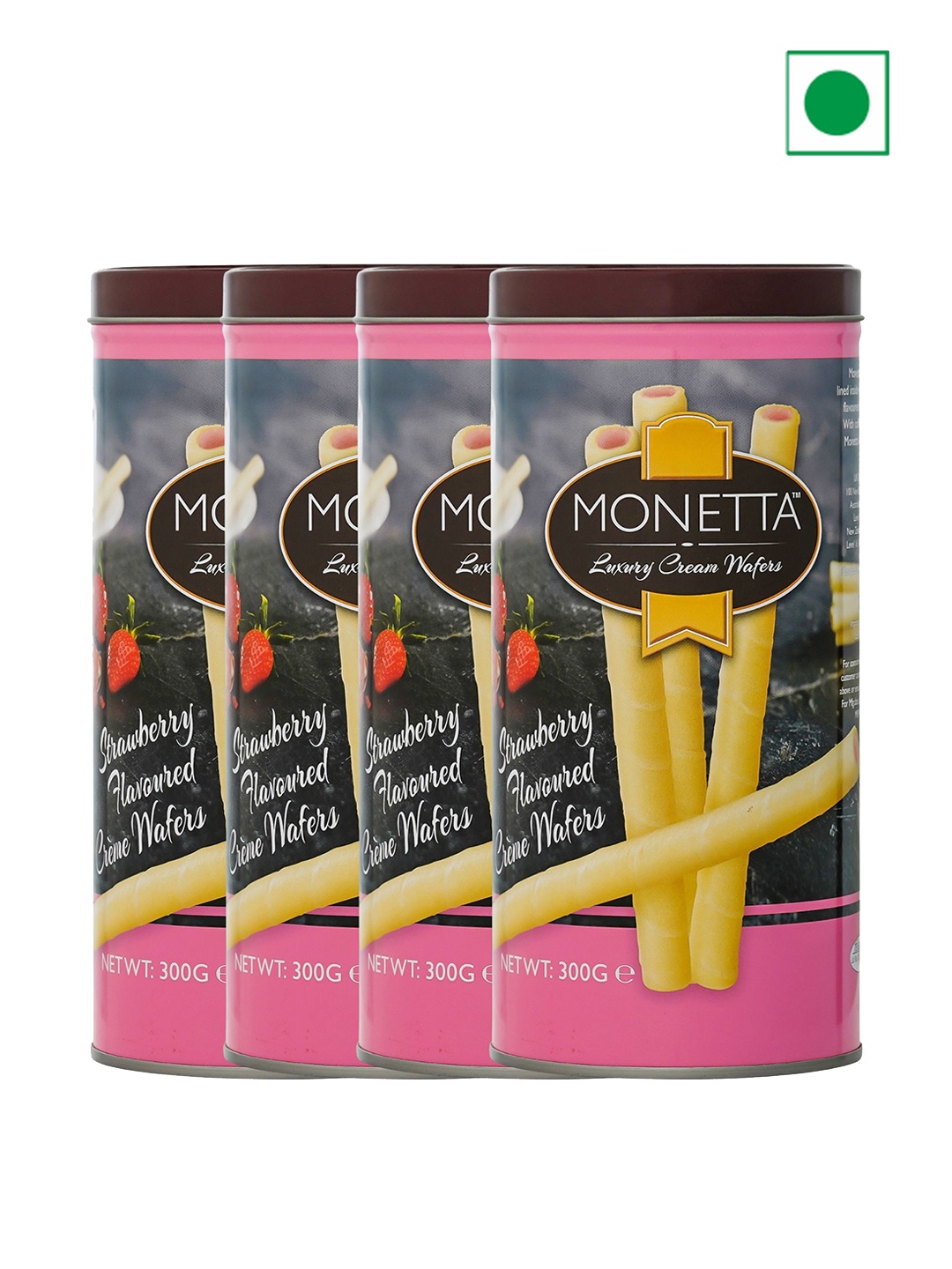 

Monetta Pack Of 4 Strawberry Wafer Sticks - 300 g Each, Pink