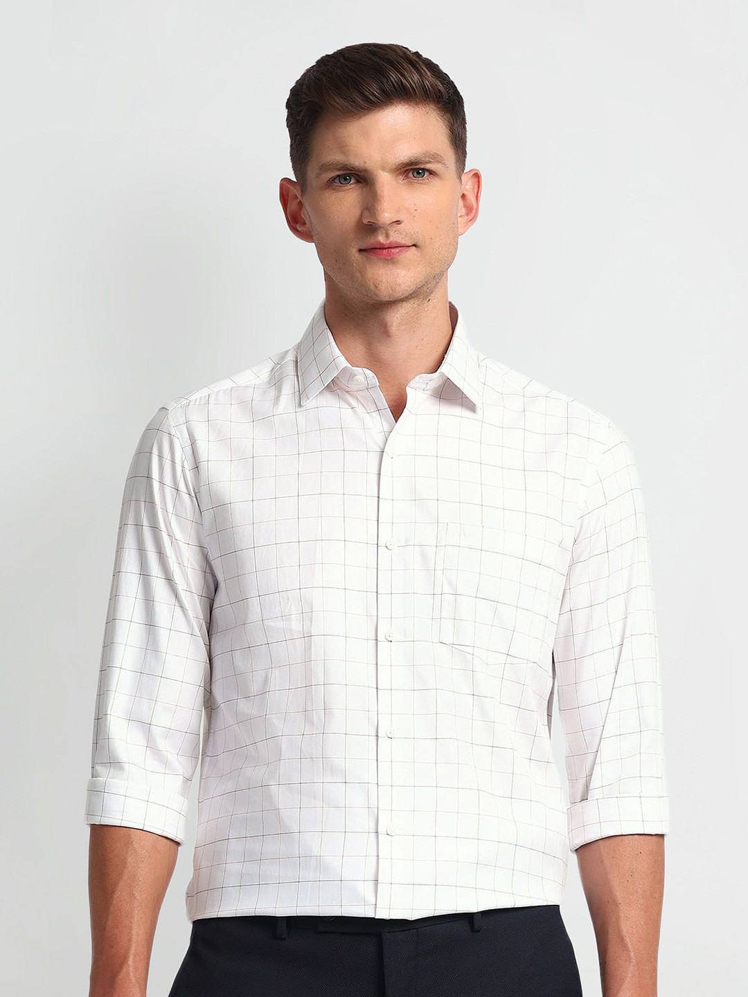 

Arrow Men Slim Fit Opaque Checked Formal Shirt, Blue