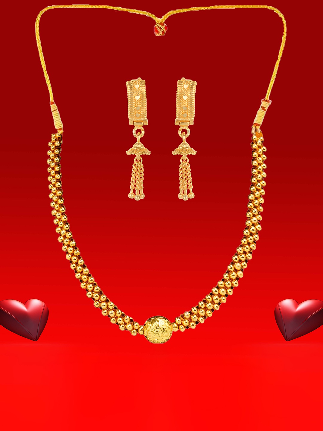 

Heer Collection Gold Plated Matte Finish Jewellery Set