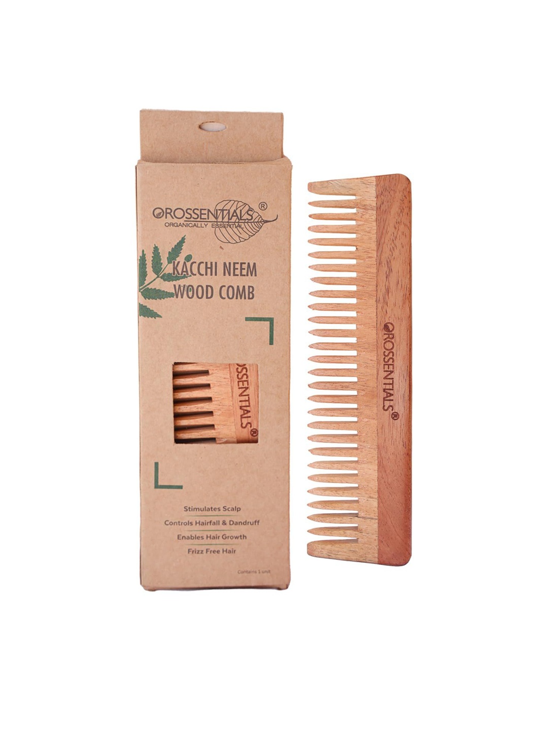 

OROSSENTIALS Set Of 3 Neem Wooden Comb - Brown