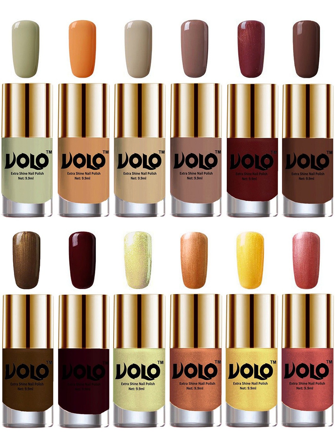 

VOLO Set of 12 Luxury Super Shine Nail Polish- 9.9ml Each-Combo No. 154, Nude