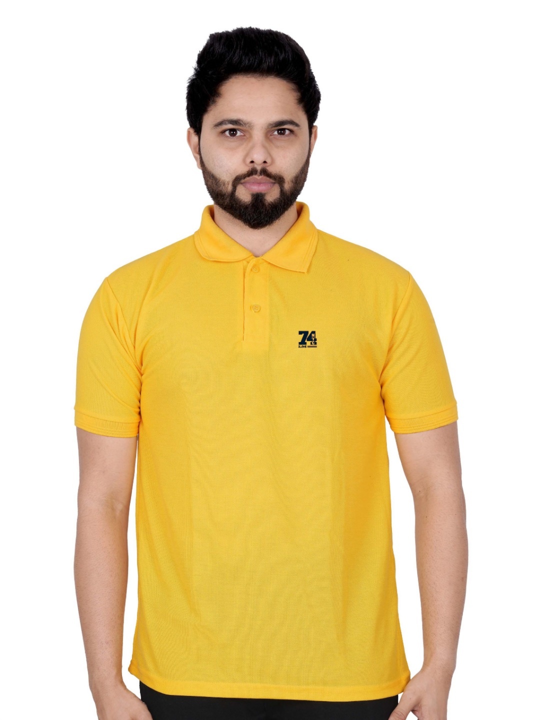 

LA MILANO Men Polo Collar Short Sleeves Slim Fit T-shirt, Yellow
