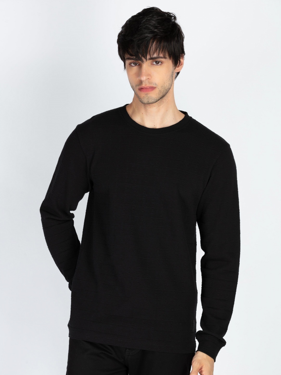 

Status Quo Men Solid Round Neck Cotton T-shirt, Black