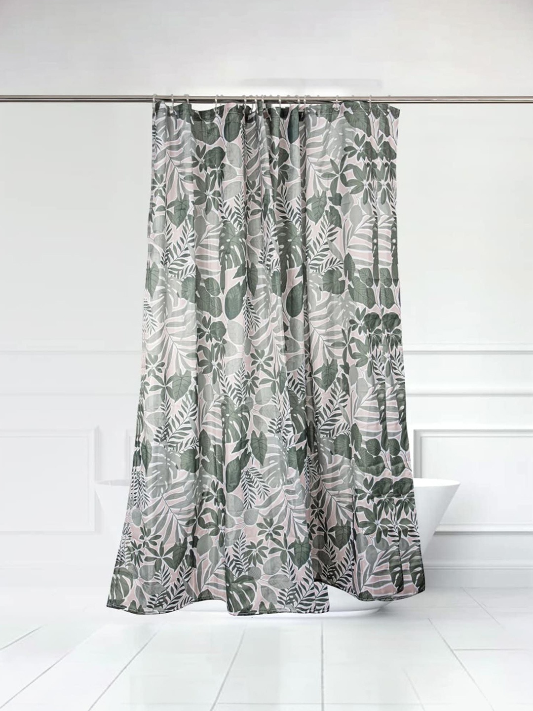 

Anko Green & White Floral Printed Waterproof Shower Curtain