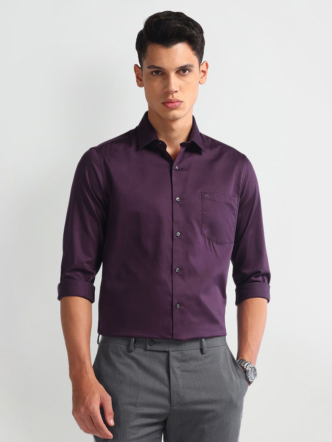 

Arrow Men Slim Fit Opaque Formal Shirt, Purple