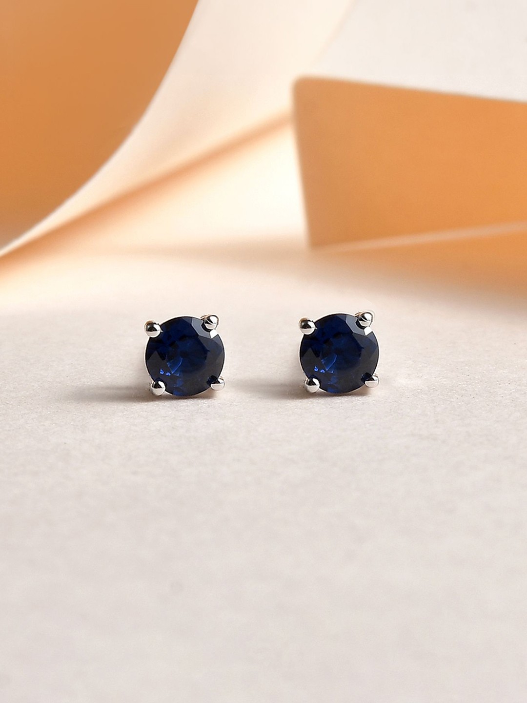 

Ornate Jewels 925 Sterling Silver Blue Sapphire Studs Earring