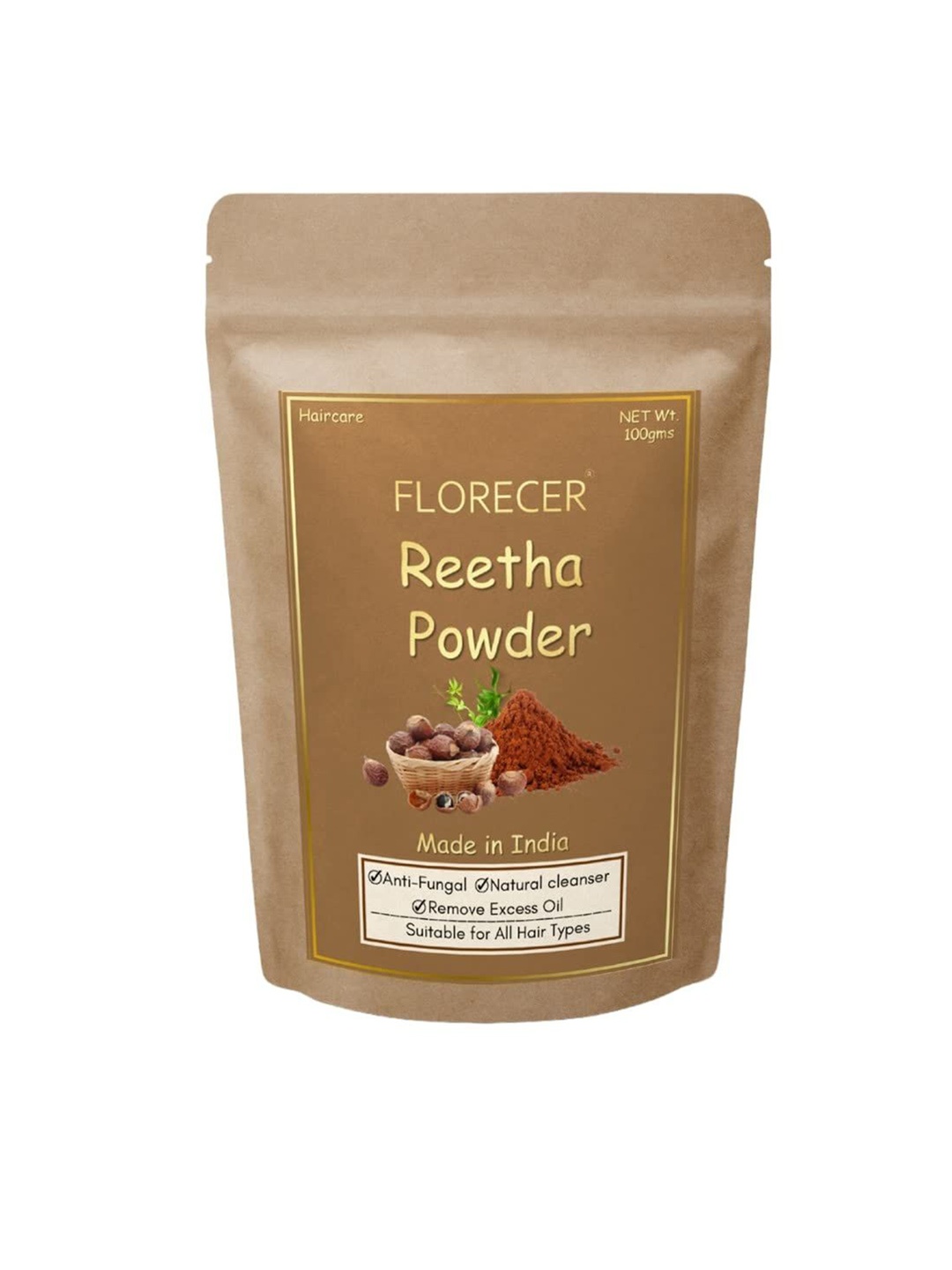 

FLORECER Organic Reetha Powder - 100 g, Brown