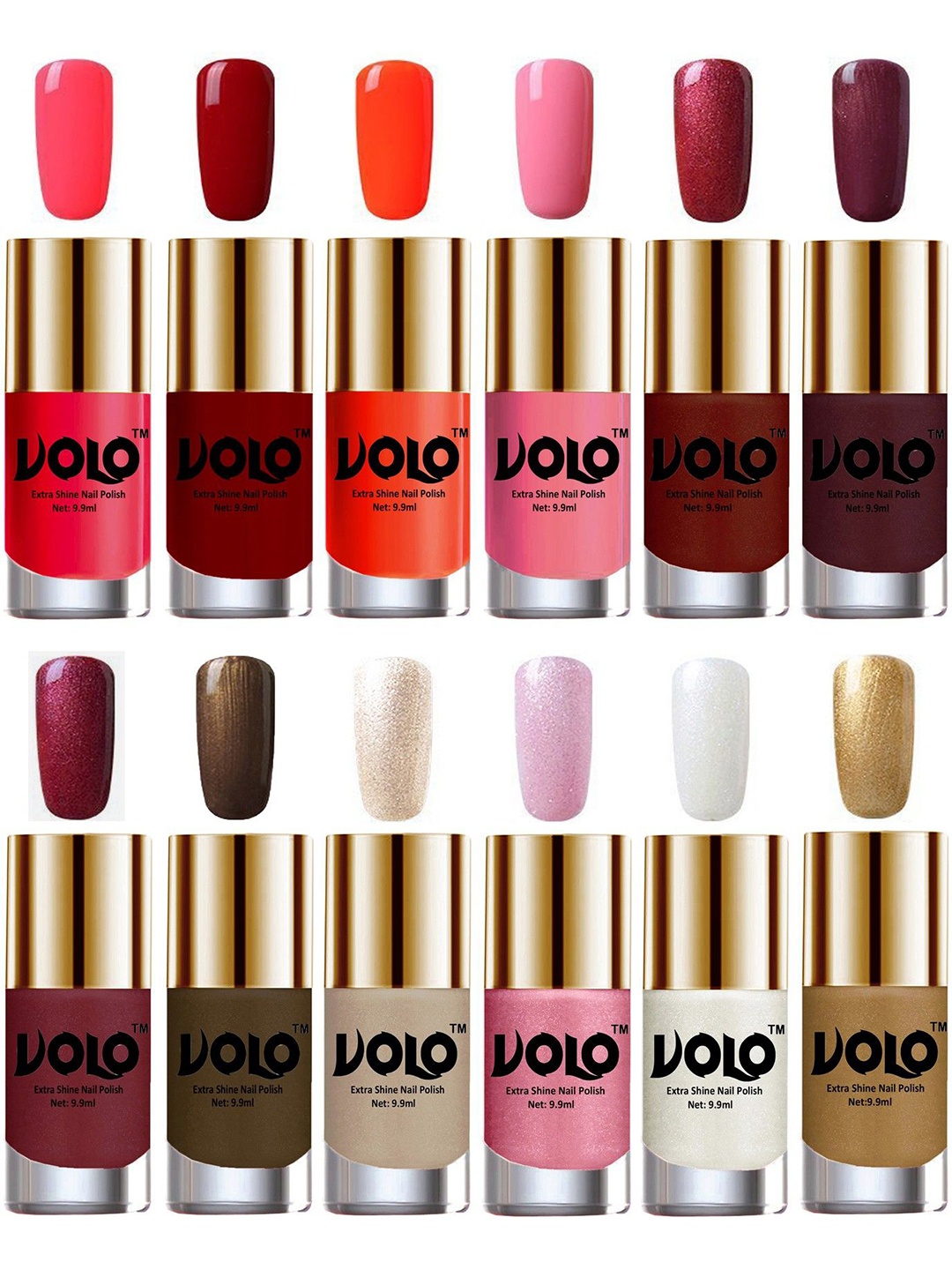 

VOLO Set Of 12 Luxury Super Shine Nail Polish- 9.9ml Each- Combo- No- 319, White