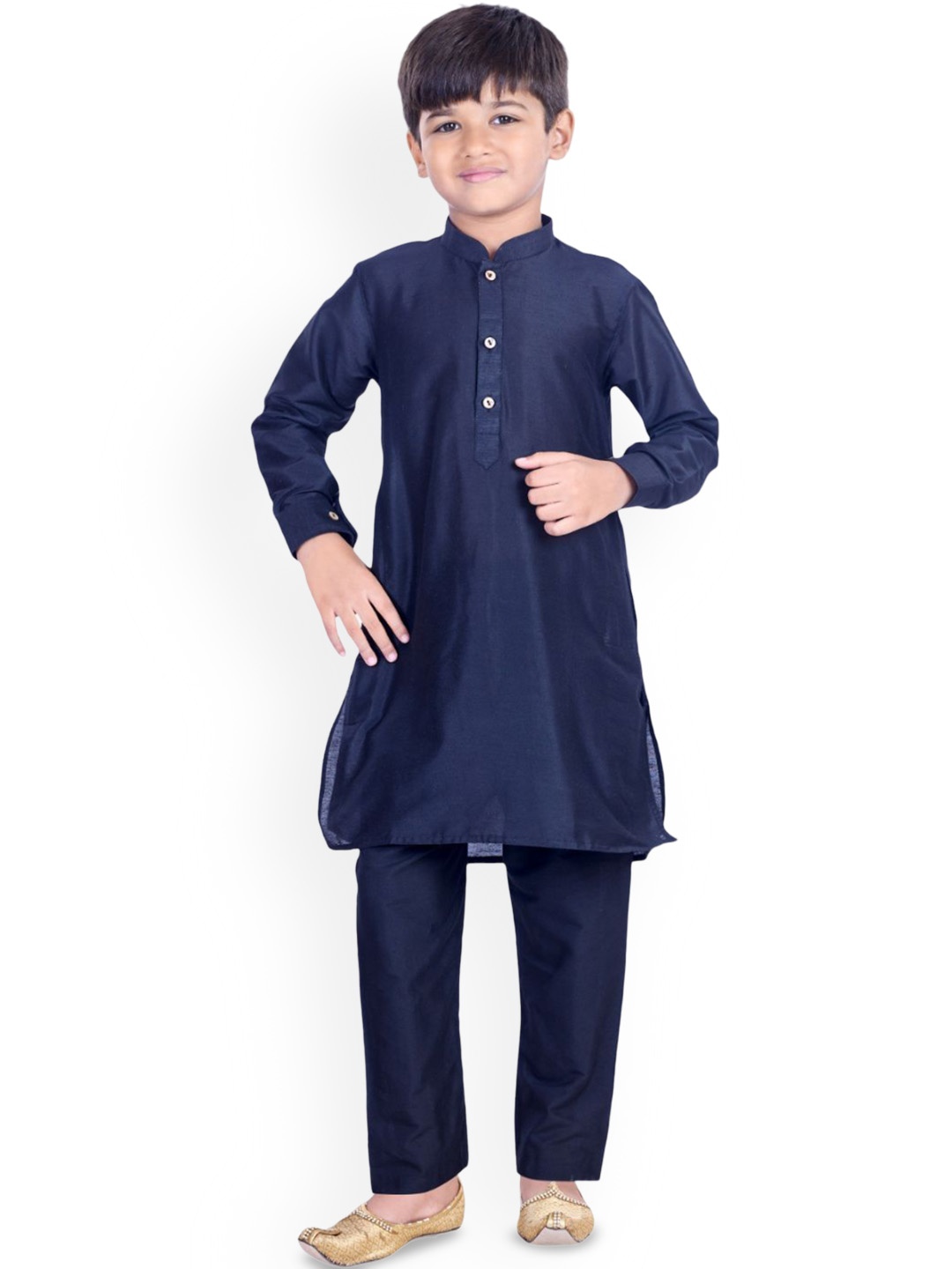 

Pehanaava Boys Mandarin Collar Kurta with Pyjamas, Blue