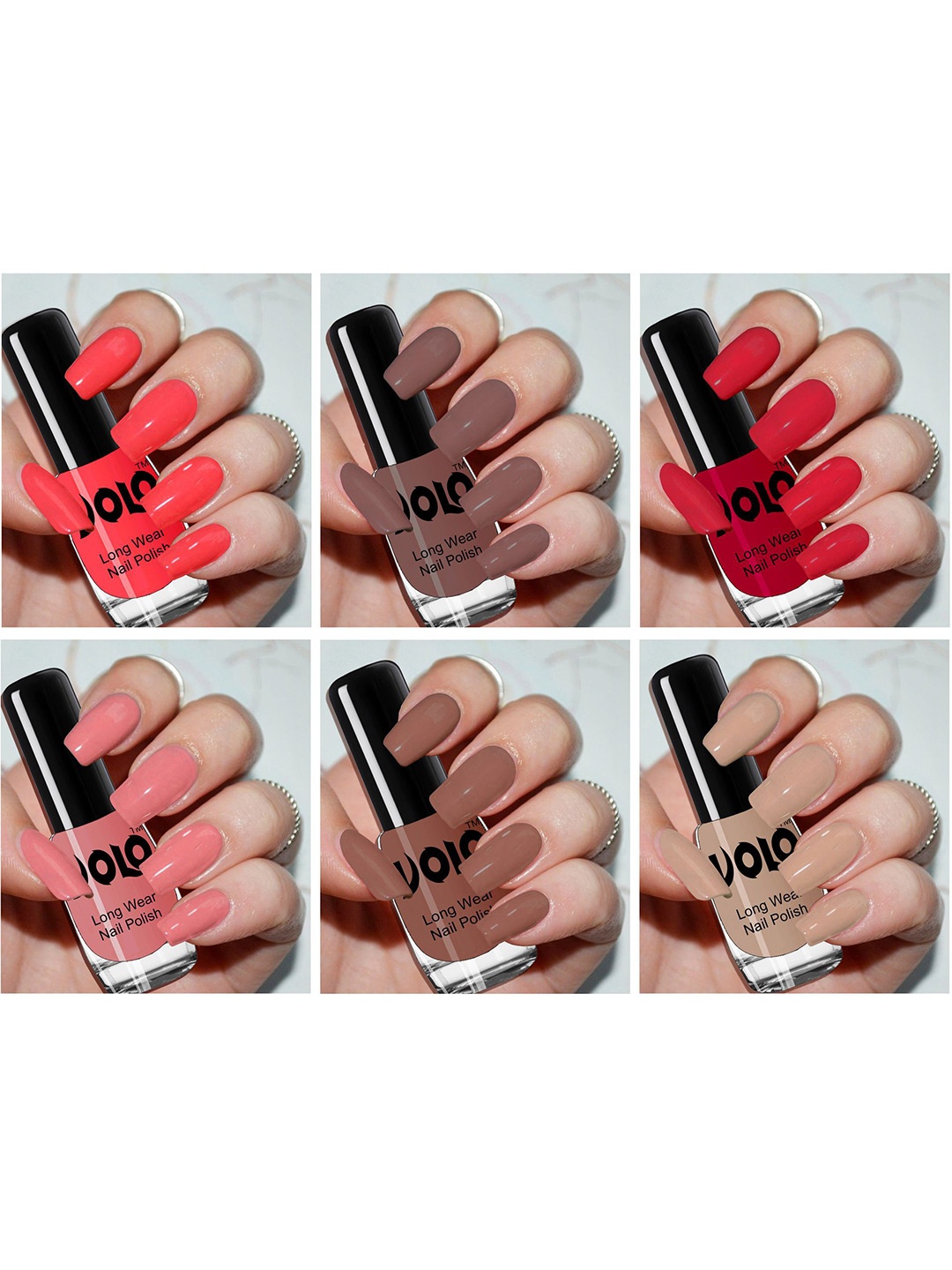 

VOLO Set Of 6 Color Rich Toxic Free Nail Polish-6 ml Each, Red