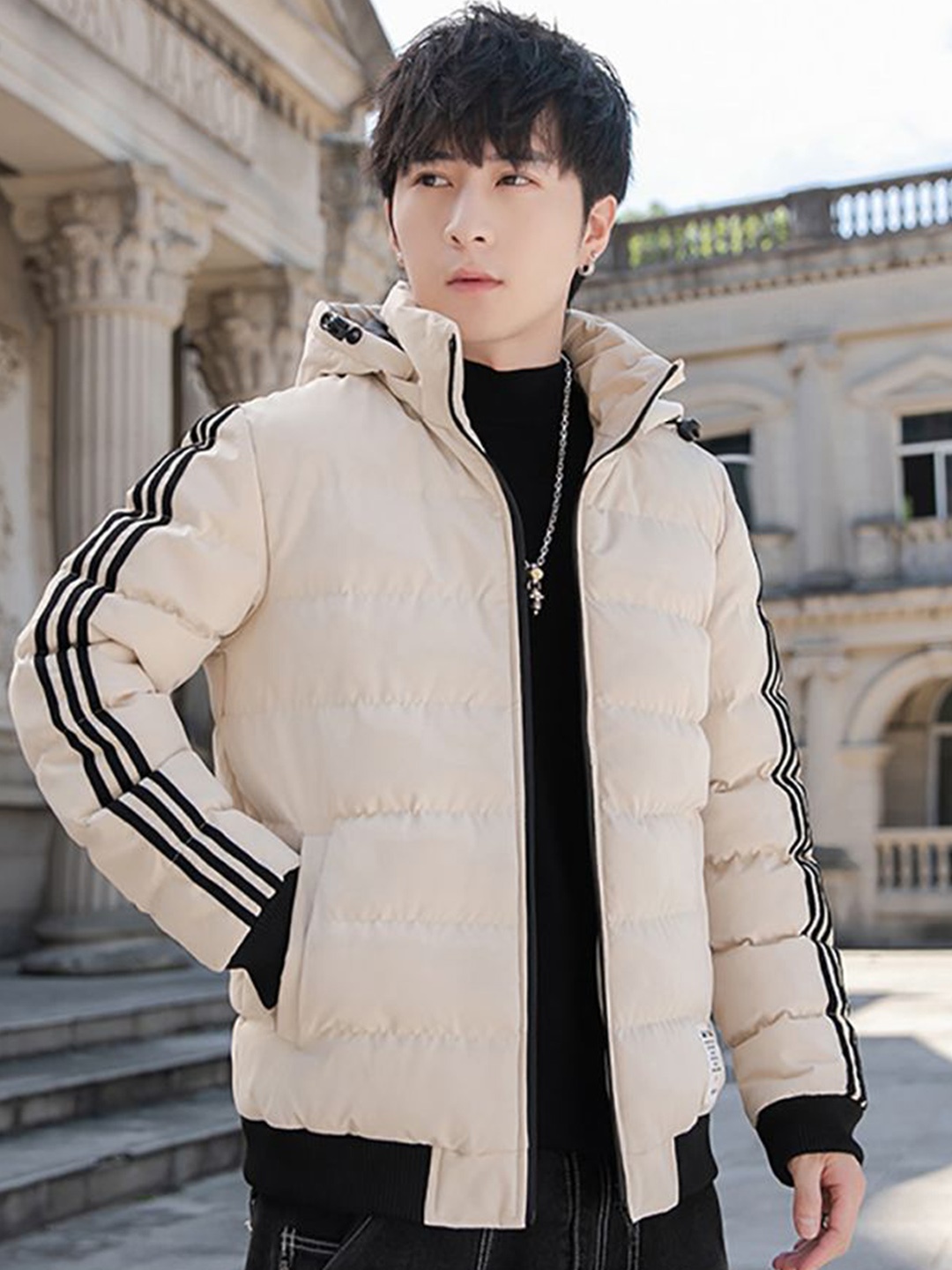 

StyleCast x Revolte Mock Collar Puffer Jacket, Beige