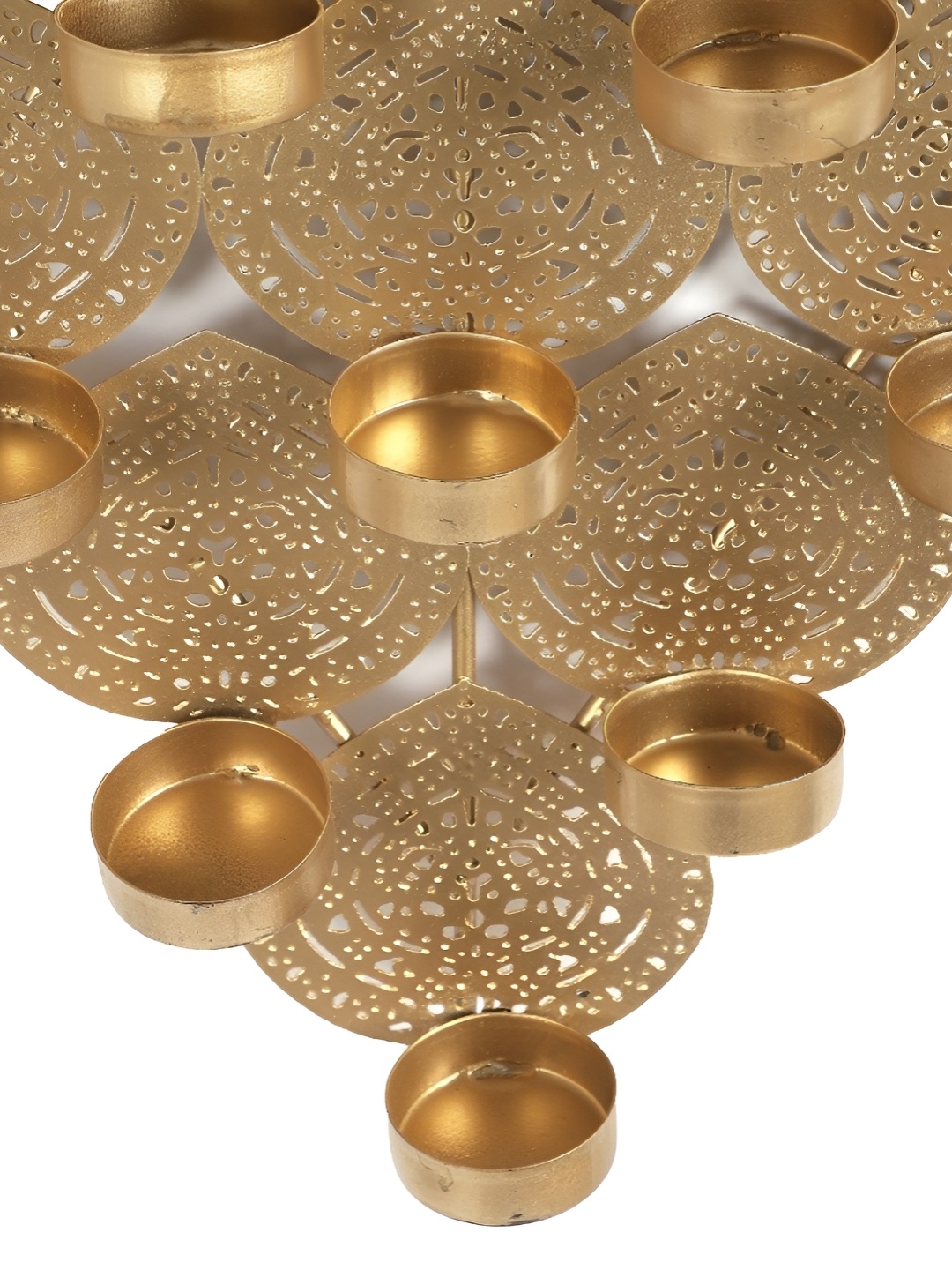 

Amaya Decors Gold-Toned Hanging 9 Leaf Tealight Candle Holder