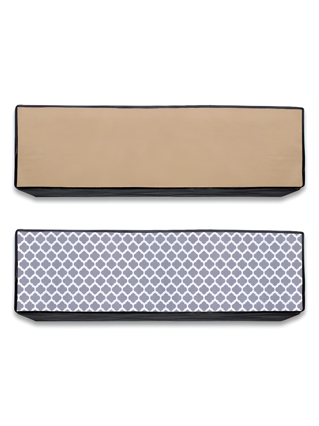 

prettykrafts Grey & Brown 2 Pieces Printed Waterproof AC Covers